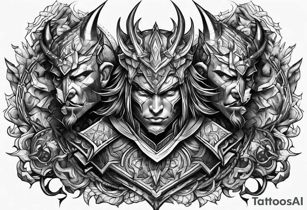 Warrior vs demons tattoo idea