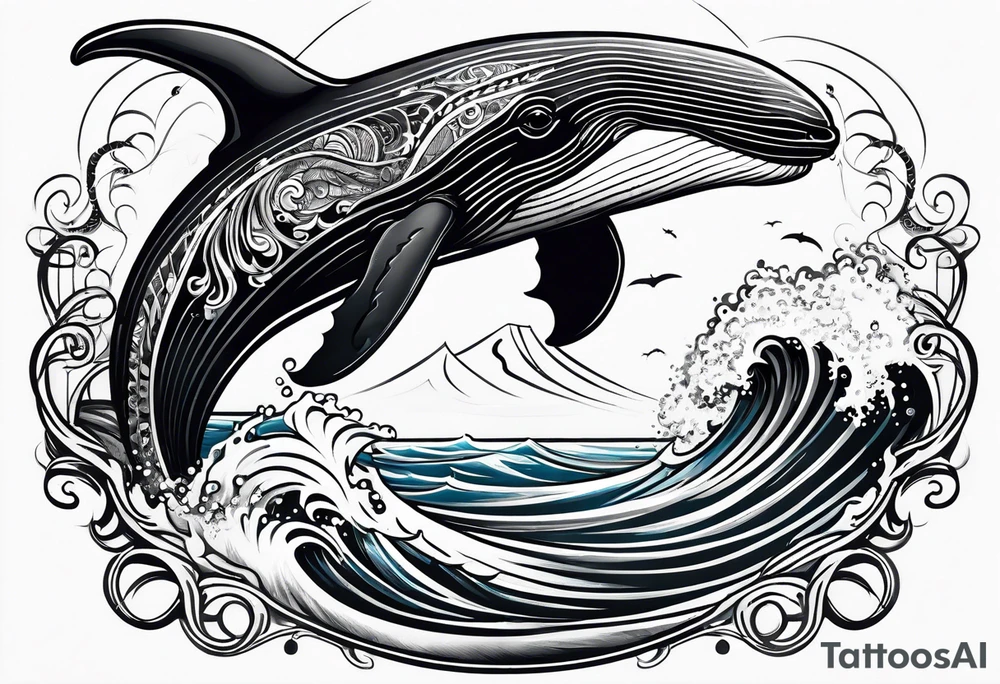 Hawaiian breaching whale tattoo idea