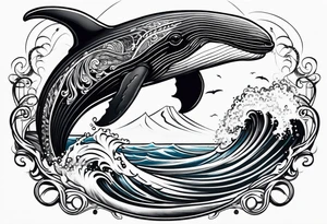 Hawaiian breaching whale tattoo idea