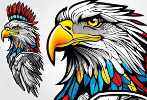 Eagle with native war bonnet tattoo idea