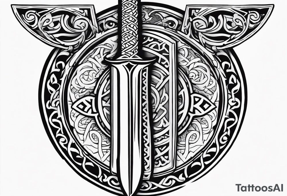 Viking sword Valhalla dragon shield tattoo idea