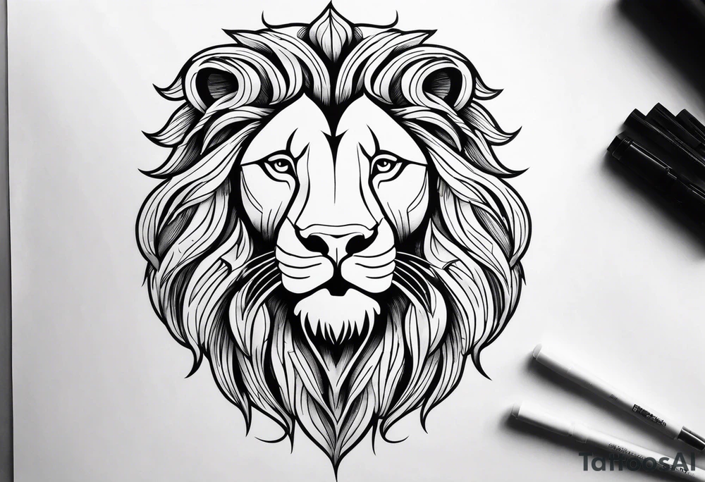 powerful majestic lion, close-up tattoo idea