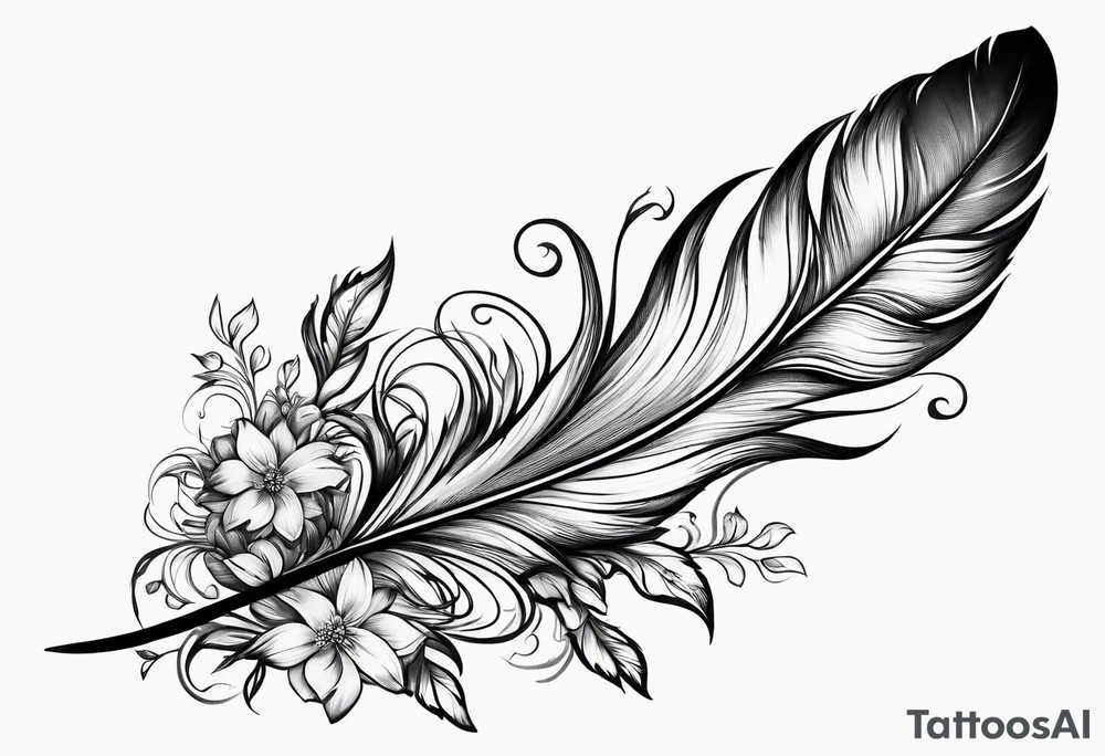 Feather with flowers going up wards for a foot tattoo tattoo idea Feather with flowers going up wards for a foot tattoo tattoo idea