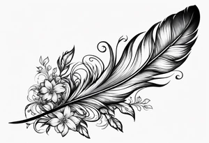 Feather with flowers going up wards for a foot tattoo tattoo idea