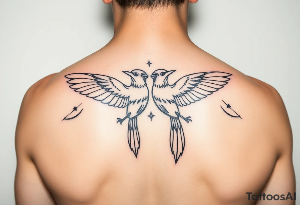 Sagittarius sign for both individuals as a couple names being Harley and Guy bird combined meaning Harley bird tattoo idea