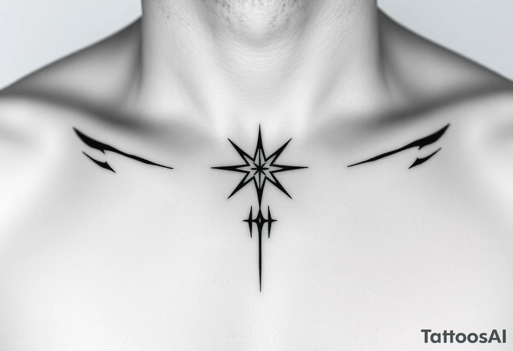 I want to create a tattoo in the center of my chest, close to my heart. It's a tattoo that I want to look at during the worst days of my life or whenever I am having a low day. To remind myself to trust the system, to trust the universe, and to trust myself. To have faith and be a warrior. To have that resilience to get back up. And yeah, like a mix of that feeling and also just to let go and trust that things will work out fine. don't Give me the option of a star give me something that is a mix of releasing, letting go of control, and resilience - trust, belief, faith in the universe and myself. tattoo idea
