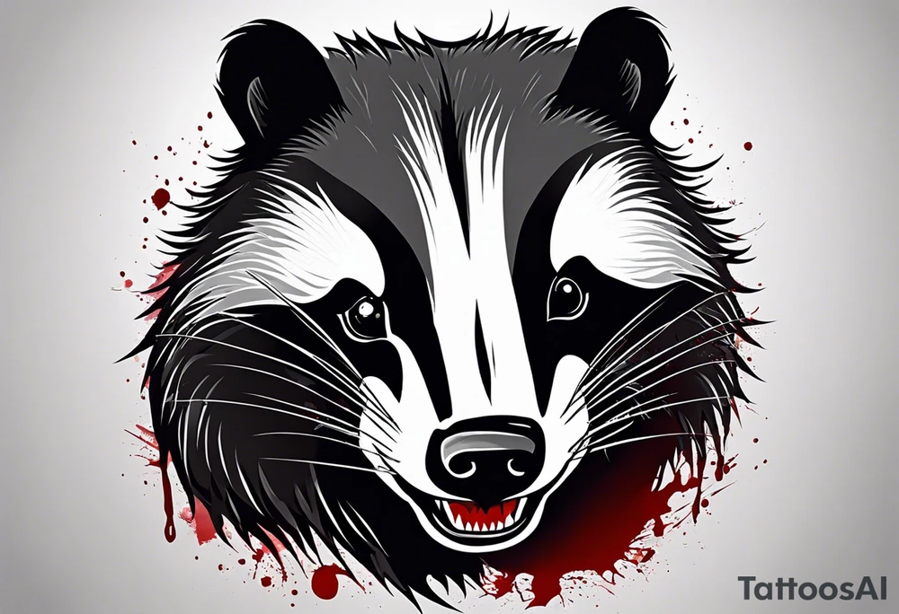 Draw me psychopath Badger/Assassin with aggressive full body, killer face with a smile, very long nails and he attacks like a Bloody Assassin to us and also, he has very deadly looking. He fights with his nails. Everybody scares after their first sight. Give me horror type Badger Tattoo. I want to see his Realistic full body. tattoo idea