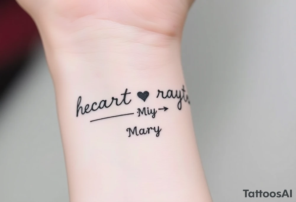 heart rhythm with “Mary” in the middle tattoo idea
