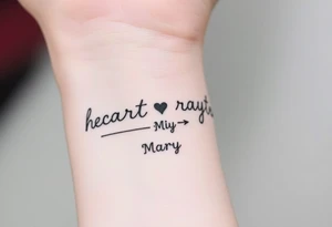 heart rhythm with “Mary” in the middle tattoo idea