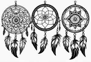 A black and white detailed dream catcher with a lot of shading tattoo idea