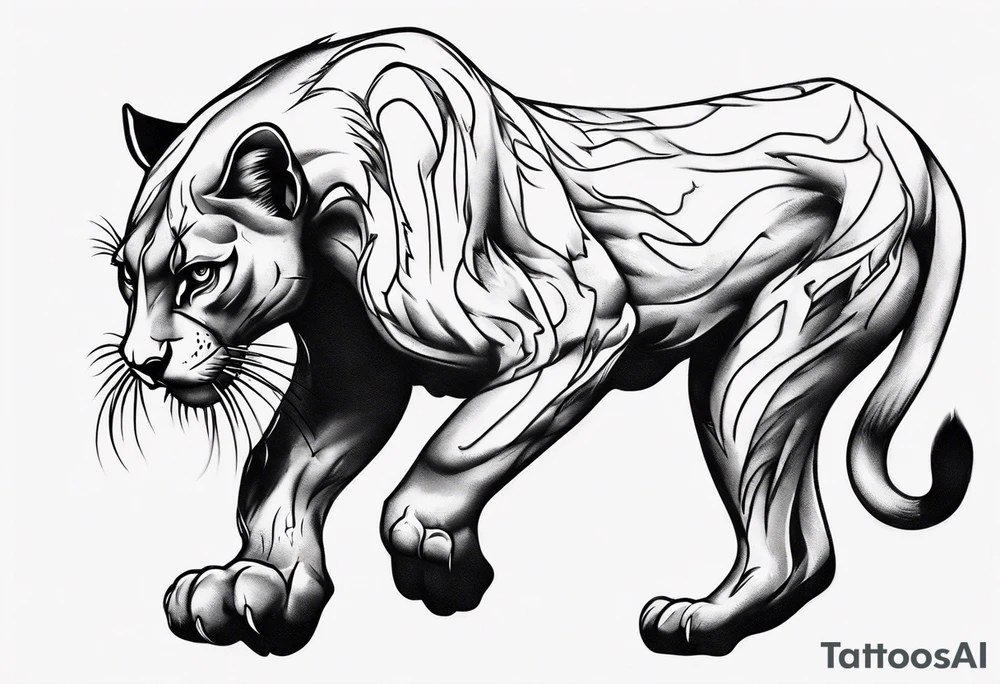 A black vicious pumas walking, but looking to the side tattoo idea A black vicious pumas walking, but looking to the side tattoo idea