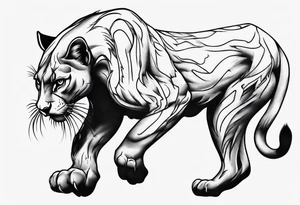 A black vicious pumas walking, but looking to the side tattoo idea