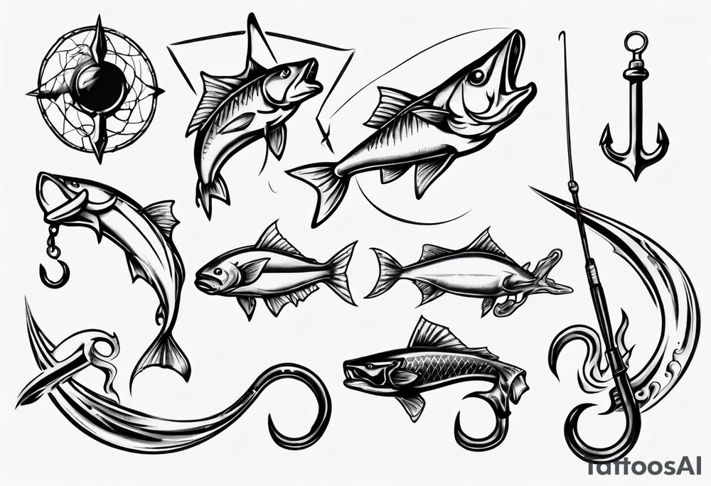 Fishing hooks tattoo idea