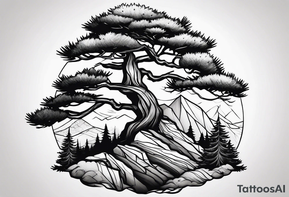 Pine tree and juniper tree tattoo idea