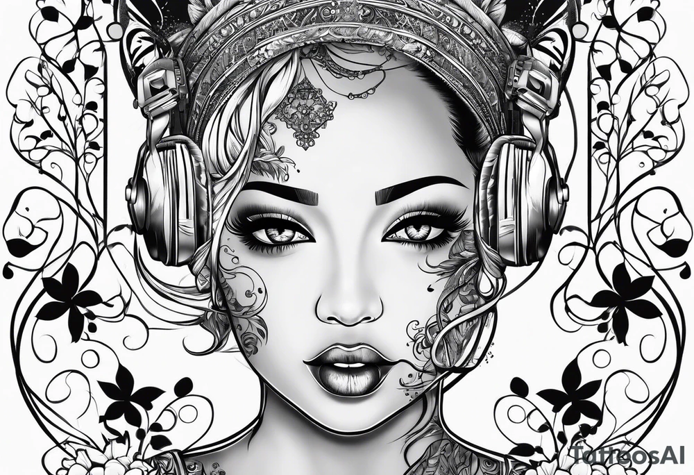 Music intertwined with baby footprints tattoo idea