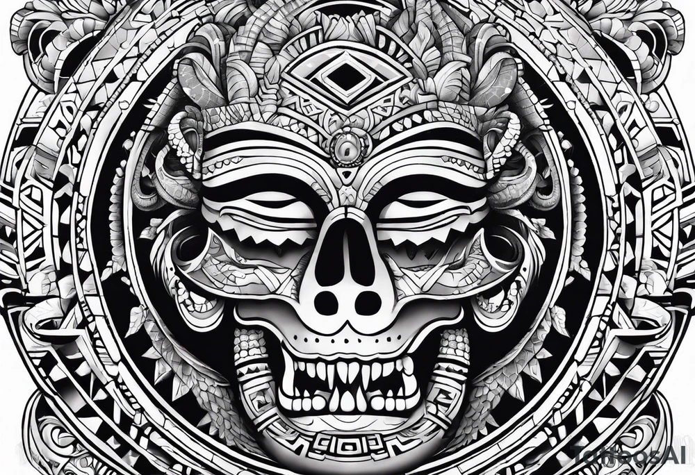 aztec snake sleeve tattoo idea