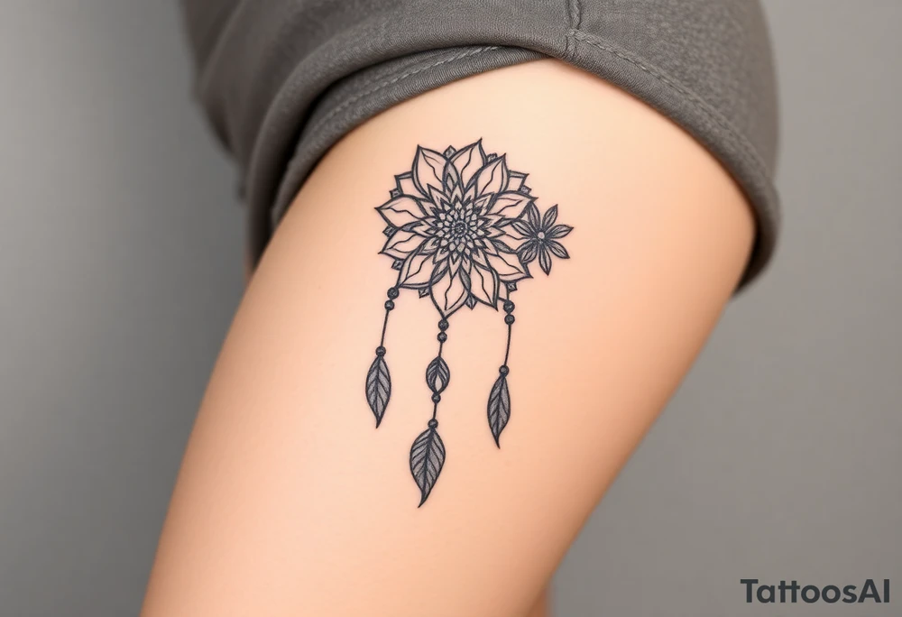 Flower dreamcatcher tattoo idea
