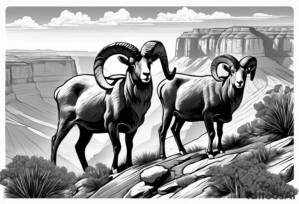 Grand canyon, big horn sheep in the distance, forearm tattoo idea