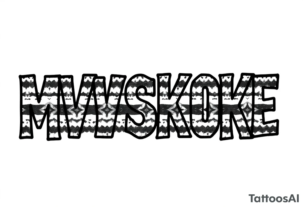 The word “MVSKOKE” shaded with Pendleton print tattoo idea