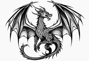 Minimalist Celtic dragon flying downward tattoo idea