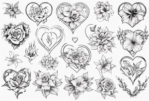 Flower outline of a heart tattoo idea
