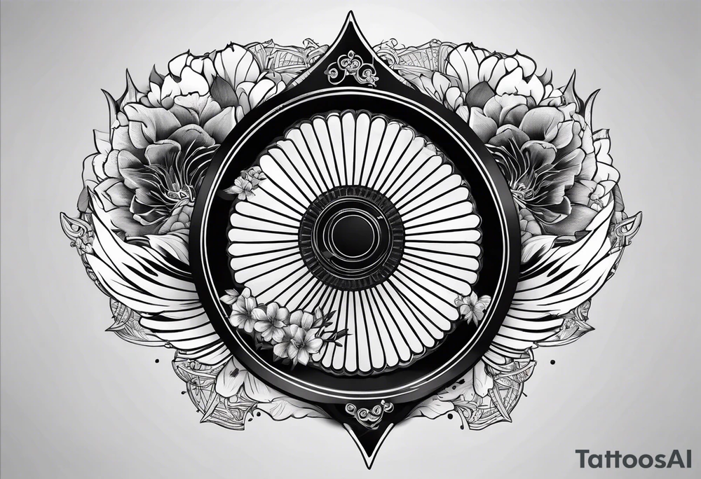 Basic Black Japanese fan tattoo idea