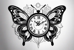 Butterfly with Clock tattoo idea