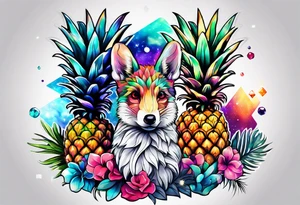 Animals and pineapples featuring animals and pineapples in galaxy colours featuring glass tattoo idea