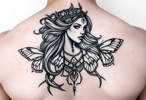 Capricorn female goddess earthy butterflies world money wisdom tattoo idea
