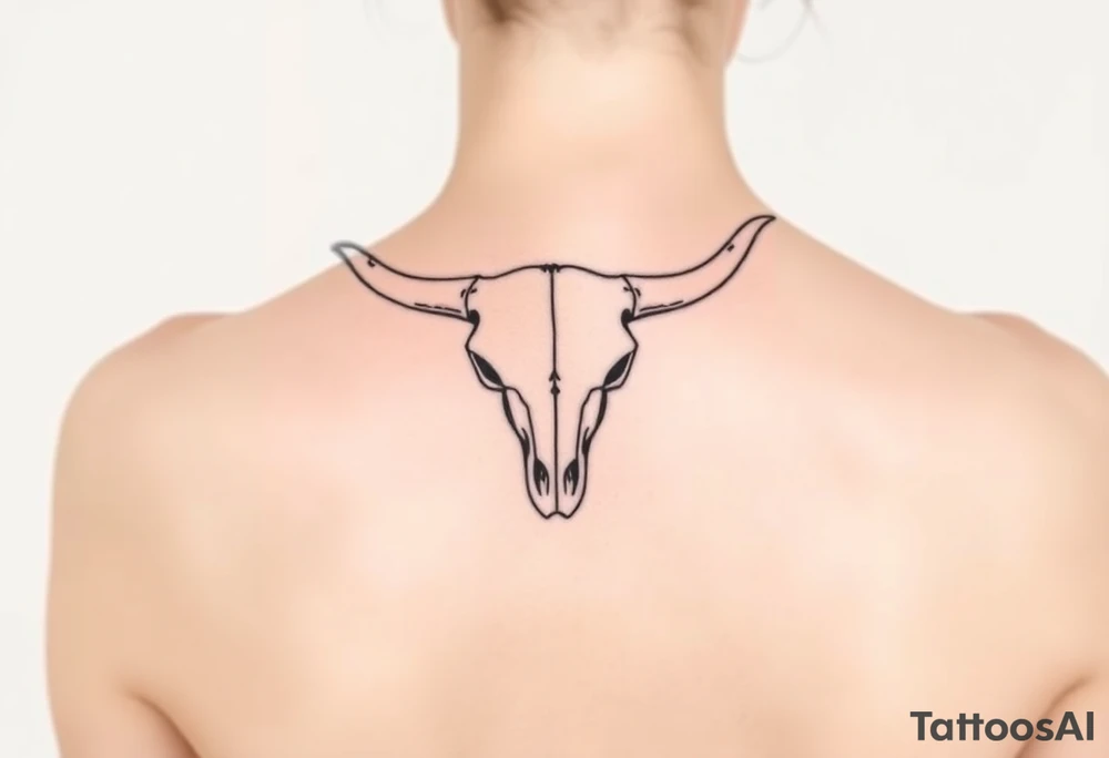 Longhorn skull Sideways with Texas flag shoulder tattoo idea