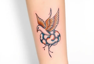 A phoenix flying out of a brain colorful tattoo idea