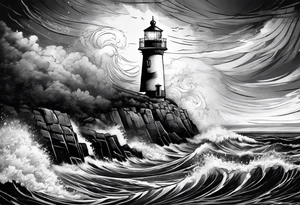 lighthouse in a storm tattoo idea