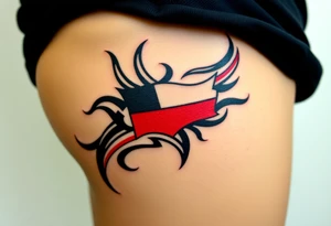 A Czech flag designed as a tribal tattoo, incorporating flowing lines and bold shading tattoo idea