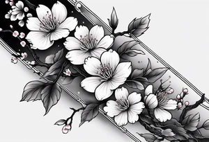 Japanese cherry blossoms sword forearm tattoo tattoo idea