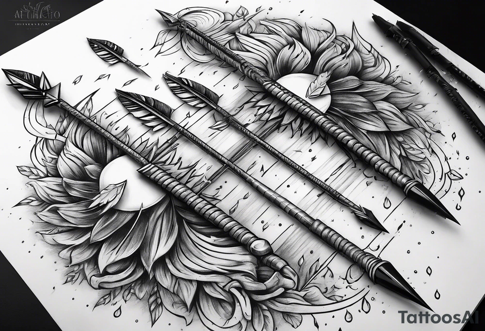 flaming arrows raining down from sky tattoo idea