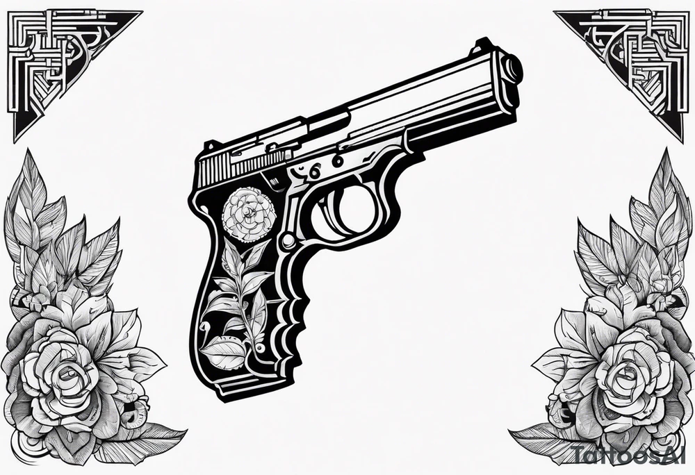 The letters AR with pistols on each side tattoo idea