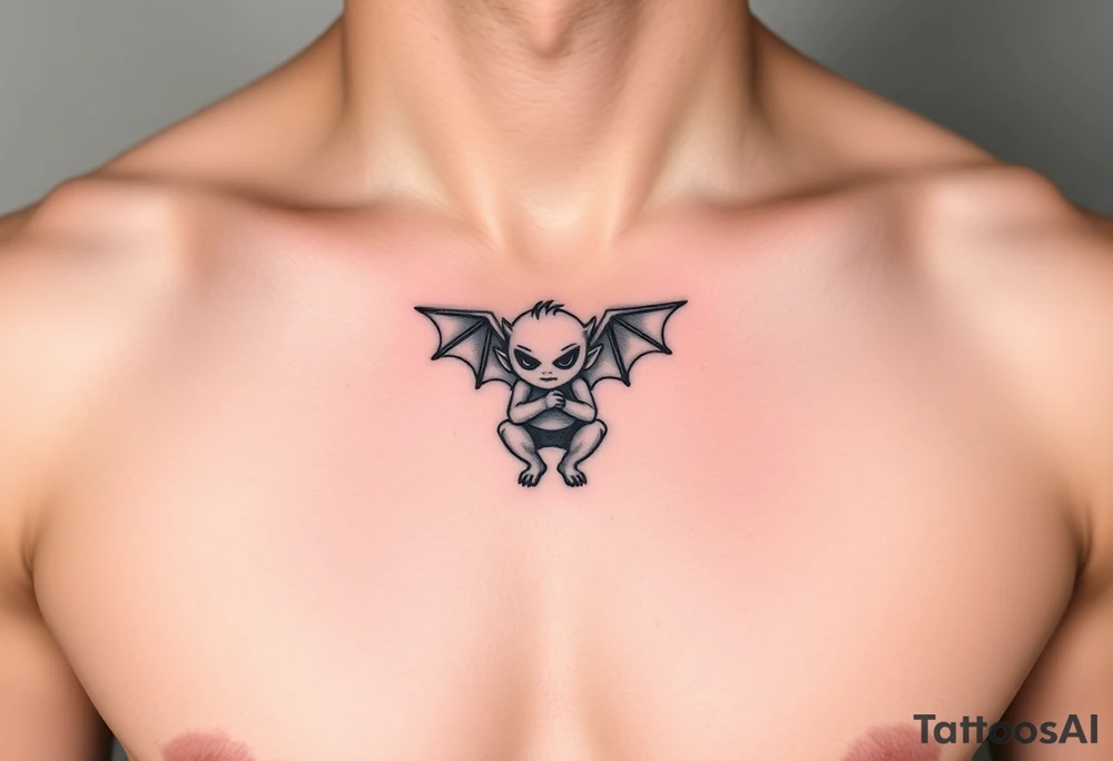 Misfit tiny goblin with wings tattoo idea