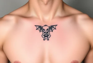 Misfit tiny goblin with wings tattoo idea