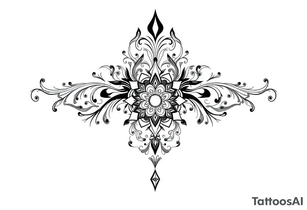 mytical shaman and mytolog style ornametn with ancient rhyme tattoo idea