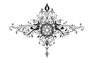 mytical shaman and mytolog style ornametn with ancient rhyme tattoo idea