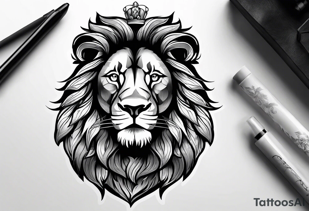 powerful majestic lion, close-up tattoo idea