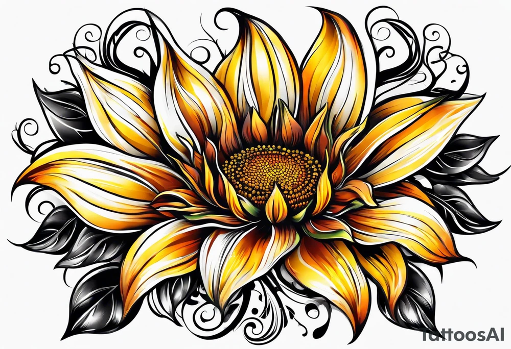 Flower fire an a sunflower tattoo idea