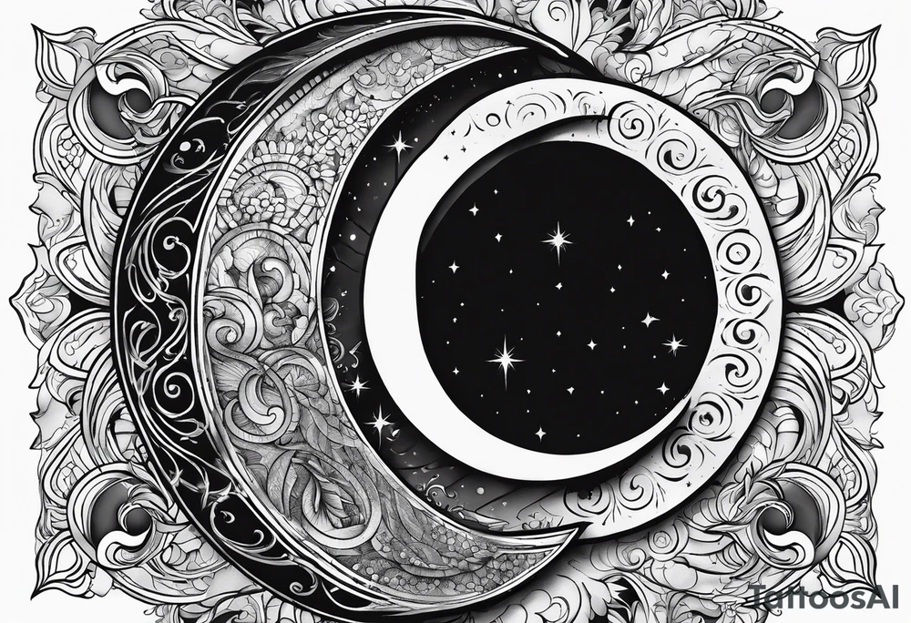 crescent moons covering half of the sun tattoo idea