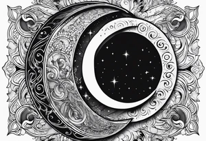 crescent moons covering half of the sun tattoo idea