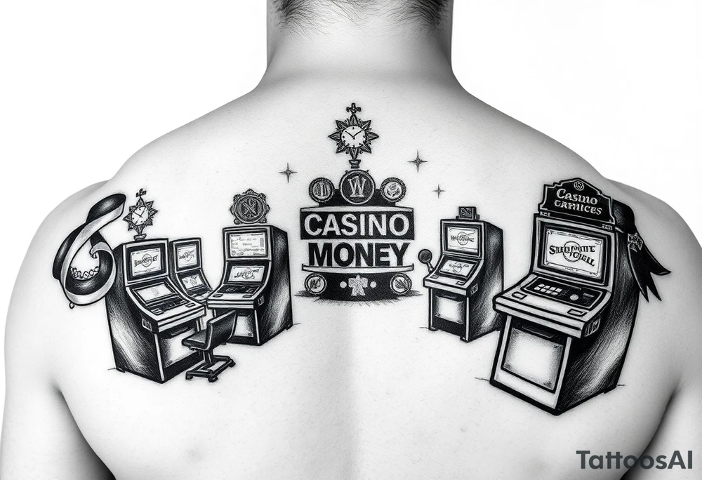 Casino, money, slot machines Las Vegas tattoo idea