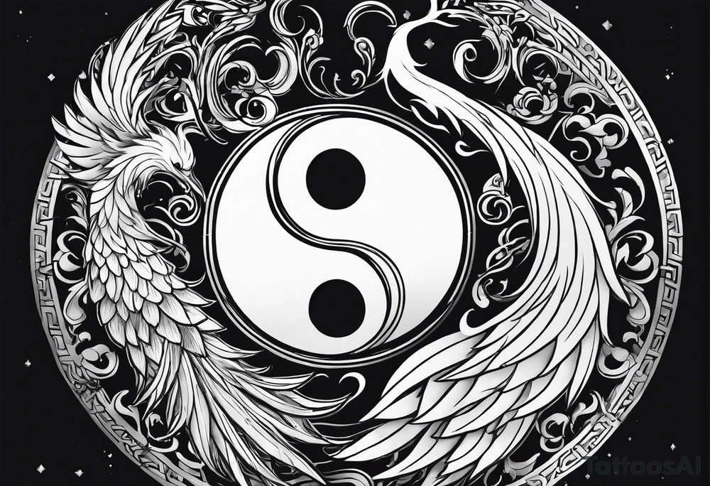 Yin and yang with phoenix tattoo idea