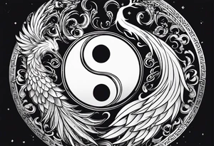 Yin and yang with phoenix tattoo idea