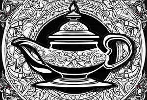 magic lamp from aladdin tattoo idea