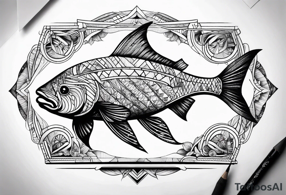 Geometric aquatic animal tattoo idea