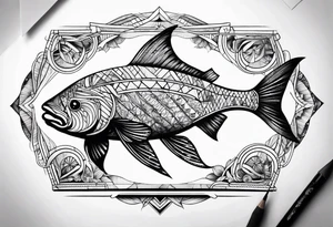 Geometric aquatic animal tattoo idea